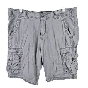 Mens Iron Co Gray Cargo Shorts Cotton Blend Stretch 11" Inseam Size 34